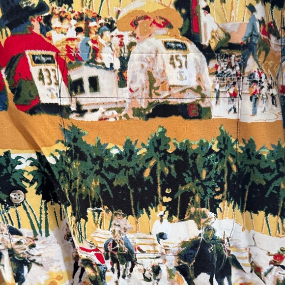 Roper Men's Short-Sleeve Button-Down Shirt in Mustard, Green, White - Picture 4 of 5